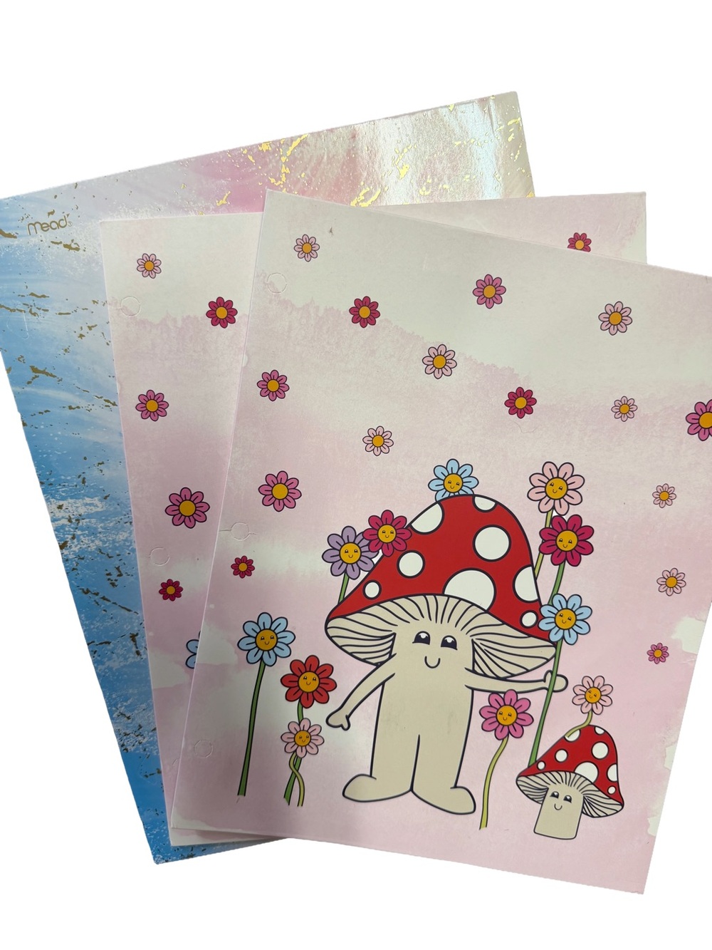 Cute Mushroom Floral Folder - Pink Red White